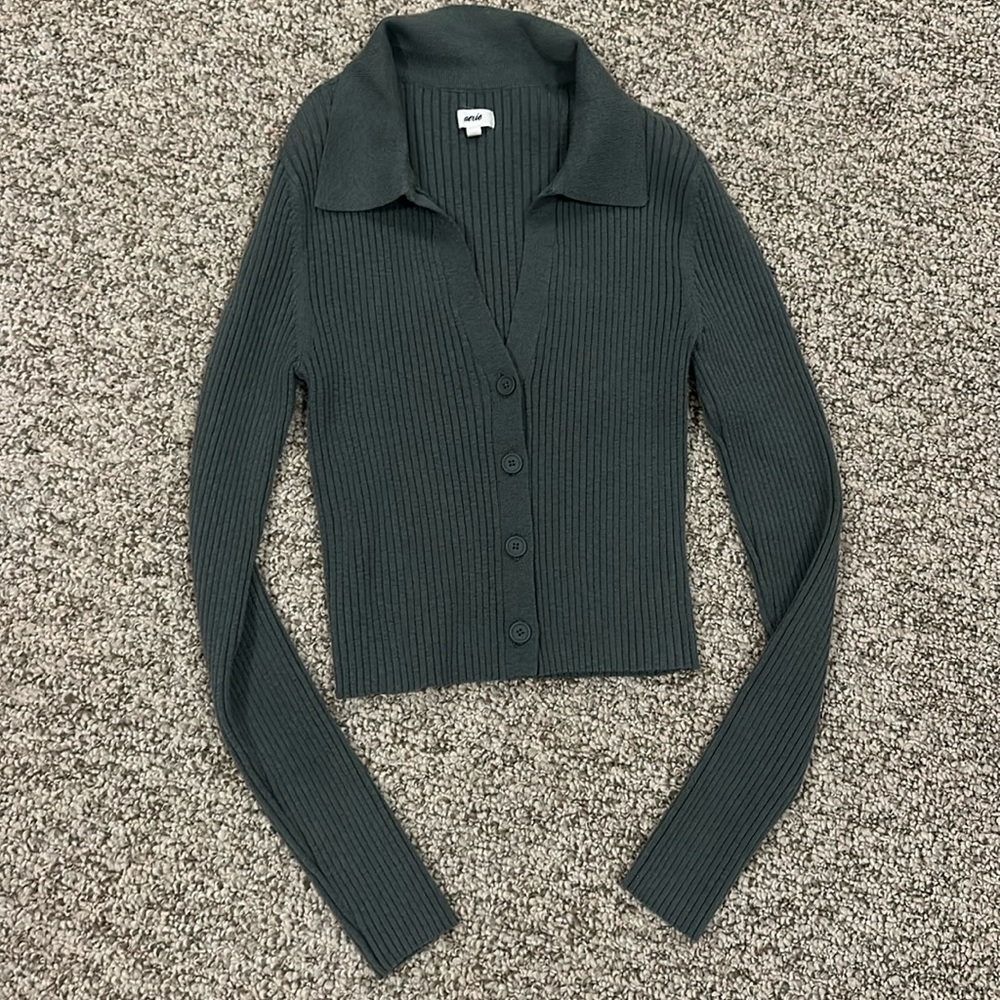 Aerie Cable Knit Green Sweater